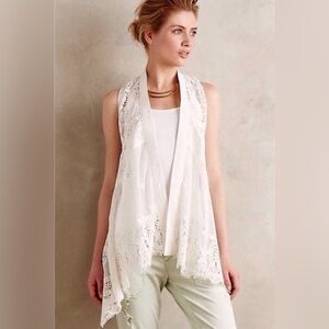 Anthropologie Meadow Rue White Lace Sleeveless Top